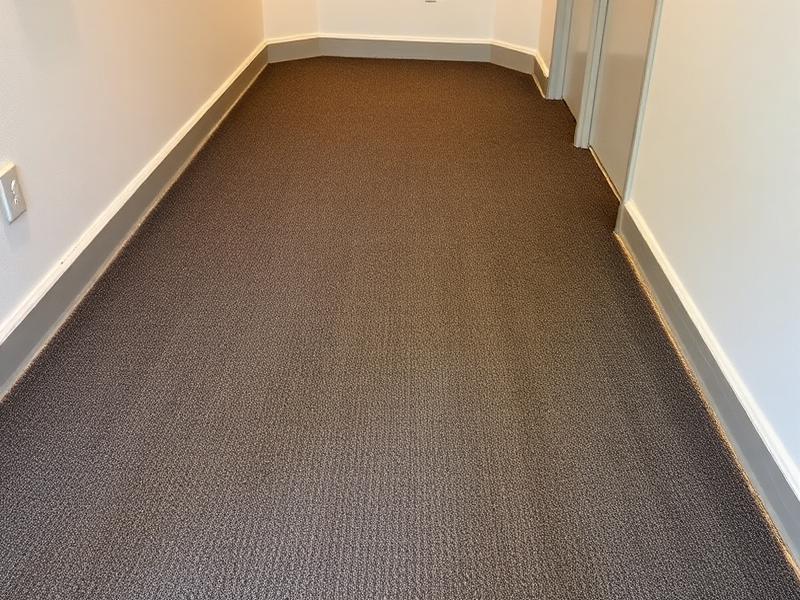 Alfombra de oficina corporativa manchada antes del lavado por inyección