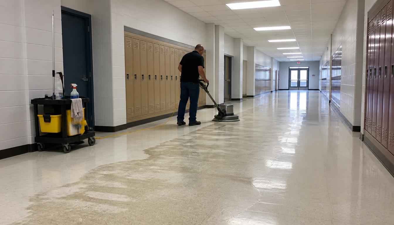 Técnico KSM realizando strip y wax en pasillo de colegio